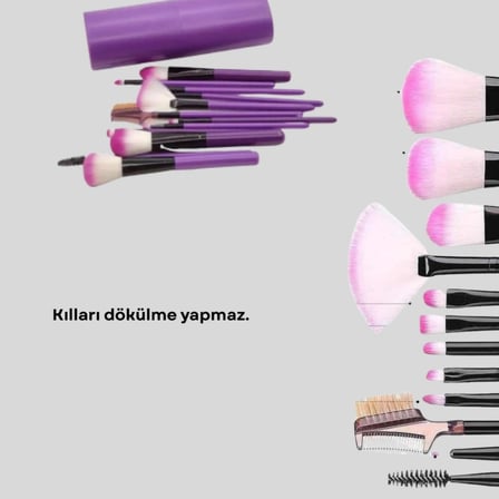 Ultra Yumuşak 12’li Makyaj Fırça Seti – Dökülme Yapmaz, Dalin Şampuan İle Temizlenebilir