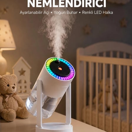 Ultrasonik Hava Nemlendirici Renkli Işık Ve Manuel Püskürtme Ayarı Yeni Nesil