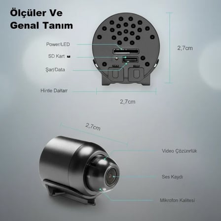 1080p Hd Wifi Mini Kamera 120° Geniş Açı Gece Görüşü Manyetik 360° Döner Tf Kart Destekli