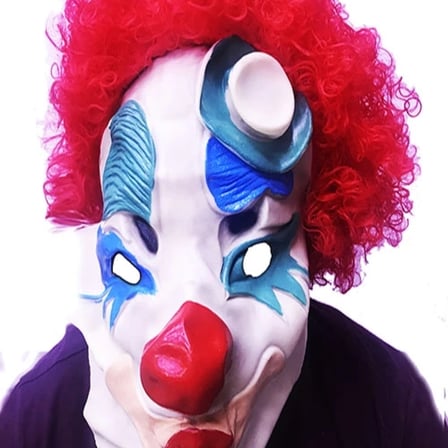 Kırmızı Renk Afro Bonus Peruklu Palyaço Lateks Et Maske