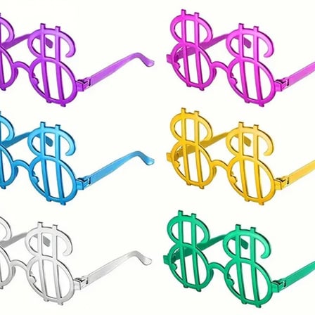Dolar Şekilli Metalize Parti Gözlüğü 6 Adet