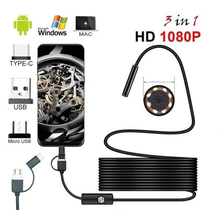 Endoskop 3 İn 1 Yılan Kamera Usb Micro Usb Type-c 20 Metre Sert Kablo
