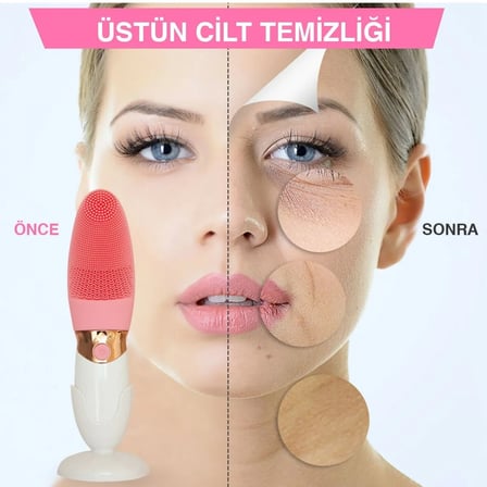 Derin Gözenek Temizliği İçin İnce Kaba Silikon Uçlu Elektrikli Yüz Temizleme Fırçası