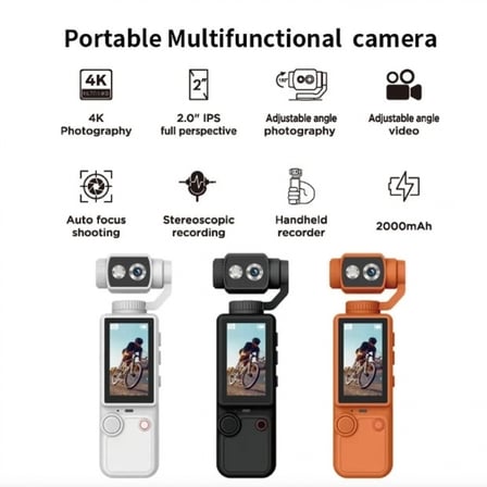 Q8 4k Ultra Hd Taşınabilir Vlog Spor Ve Aksiyon Kamerası 2.0’’ Döndürülebilir Ips Ekran Turuncu