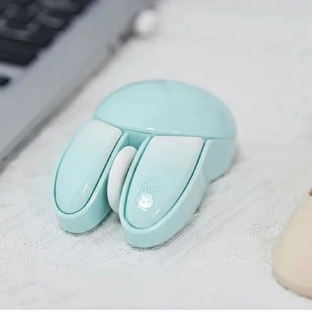 Tavşan Figürlü Kablosuz Mouse Pil Dahil Etiket Hediyeli Mavi