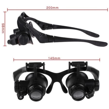 Gözlük Modeli 10x 15x 20x 25x Lens,2led Işıklı,büyüteç