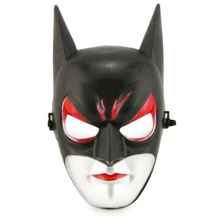 Kırmızı Gözlü Siyah Batman Maske - Lastikli Batgirl Maskesi 28x17 Cm