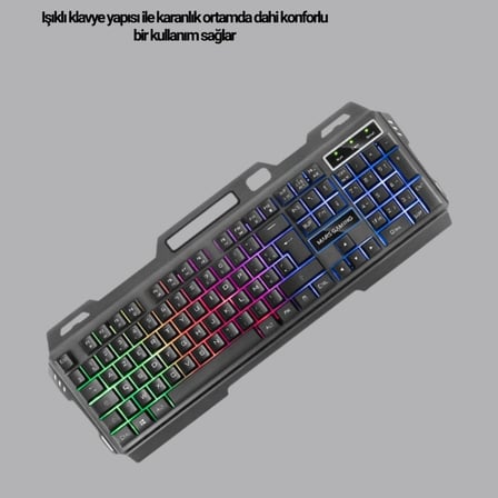 Set Işıklı Klavye Mouse + Bluetooth 5.2 Kulaklık  Paketi