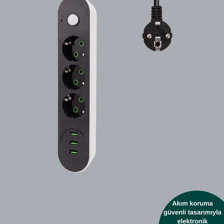 3 Usb Portlu Üçlü Priz Cxe103