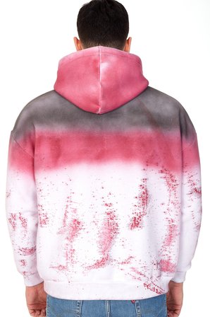 Erkek Rahat Kalıp Streetwear Renk Geçişli "I'M FINE" Baskılı Kapüşonlu Hoodie