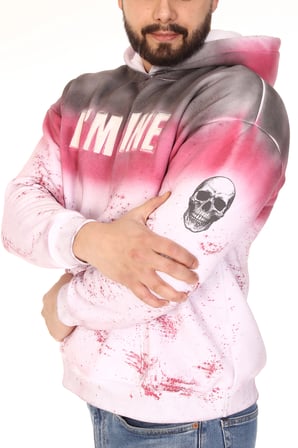 Erkek Rahat Kalıp Streetwear Renk Geçişli "I'M FINE" Baskılı Kapüşonlu Hoodie