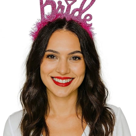 Fuşya Renk Bekarlığa Veda İtalik Yazı Alyanslı Bride Taç
