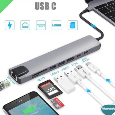 Vothoon Type-c To Hdtv Multifunction Adapter 8 Port Kablo