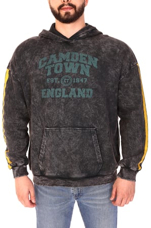 Erkek "TWO LINE CAMDEN" Baskılı Kapüşonlu Hoodie  %100 Pamuklu Uzun Kollu