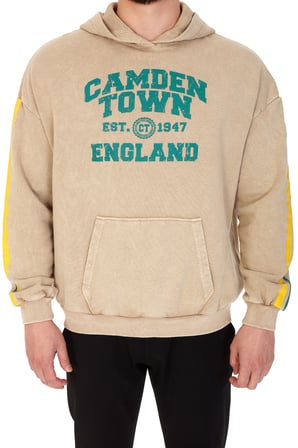 Erkek "TWO LINE CAMDEN" Baskılı Kapüşonlu Hoodie  %100 Pamuklu Uzun Kollu