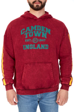 Erkek "TWO LINE CAMDEN" Baskılı Kapüşonlu Hoodie  %100 Pamuklu Uzun Kollu