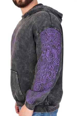 Erkek "SHOULDER VIKING" Baskılı Kapüşonlu Hoodie  %100 Pamuklu Uzun Kollu