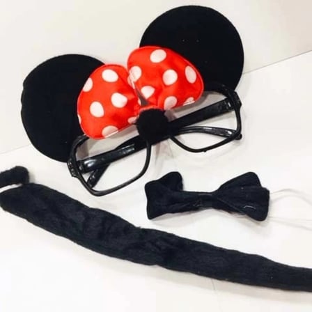 Minnie Mouse Gözlüğü Papyonu Kuyruğu Seti