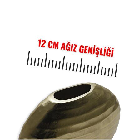 Tconcept Metal Yassı Vazo Gold Rengi Modern 28 cm