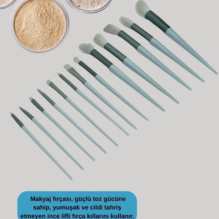 Göz Farı Allık Fondöten İçin Uygun 13'lü Makyaj Fırçası Seti Kompakt Tasarım