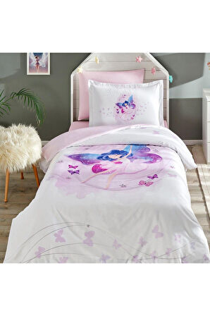 Özdilek Tek Kişilik Fitted Çarşaf Ranforce Nevresim Takımı Lila Fairies