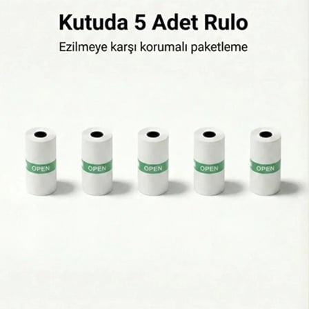 Kendinden Yapışkanlı Çocuk Kamera Baskı Kağıdı, 5’li Rulo 57x25mm Baskı Termal Kağıt Rulo