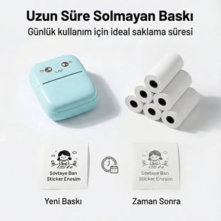 Kendinden Yapışkanlı Çocuk Kamera Baskı Kağıdı, 5’li Rulo 57x25mm Baskı Termal Kağıt Rulo