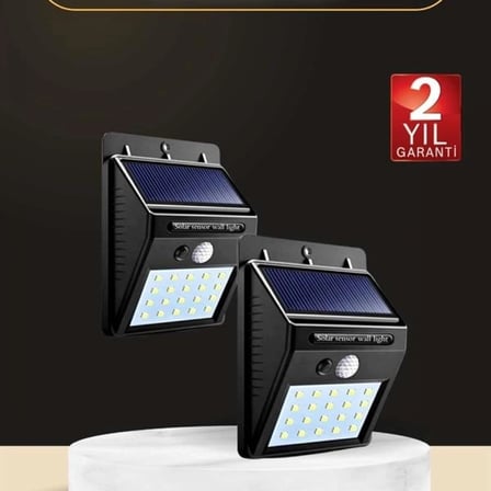 Bahçe Aydınlatma Sensörlü Güneş Enerjili Duvar Lambası 40 Led Işık