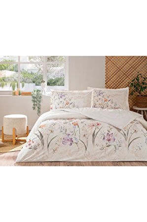 Özdilek White Lily Çift Kişilik Lastikli Fitted Çarşaflı Nevresim Takımı