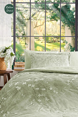 Özdilek White Sakura Çift Kişilik Lastikli Fitted Çarşaflı Nevresim Takımı