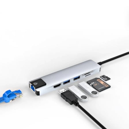 Usb C Çoklu Port Adaptör Hdmı Usb Ethernet Sd Kart Hub