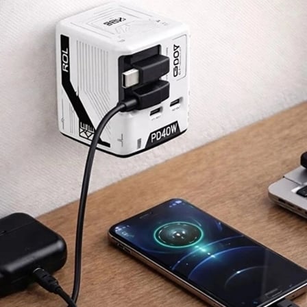 Gan+ Pd 40w Hızlı Şarj Adaptörü Çoklu Çıkış Usb-c Lightning Kablolu Hızlı Şarj Cihazı Ev Ofis Uyumlu Yeşil