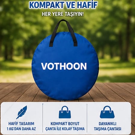 Otomatik Kabin Giyinme Çadırı 120x120x190 Cm Üst Havalandırma Yan Pencereli Duş & Wc Çadırı Mavi