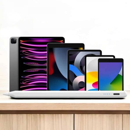 Dokunmatik Kalem Beyaz Şarjlı Yedek Uçlu Android Ve İos Uyumlu