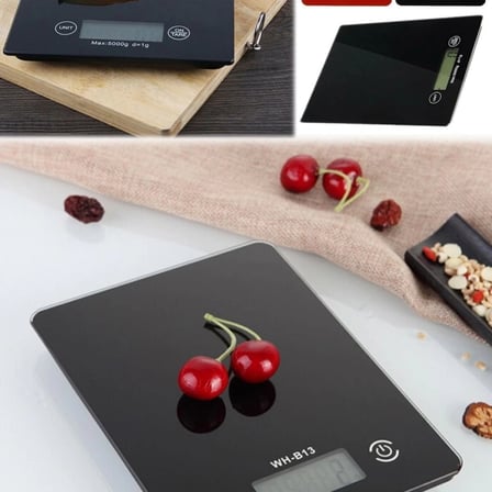 Dijital Mutfak Tartısı - 5 Kg Kapasite, 1 Gram Hassasiyet, Şık Siyah Cam Tasarım