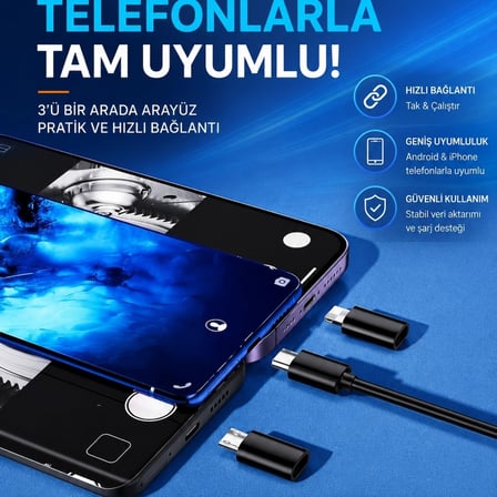 10 Metre Çift Kameralı İos/android Uyumlu Yılan Endoskop Kamera 8mm 2mp Led’li Sert Kablo