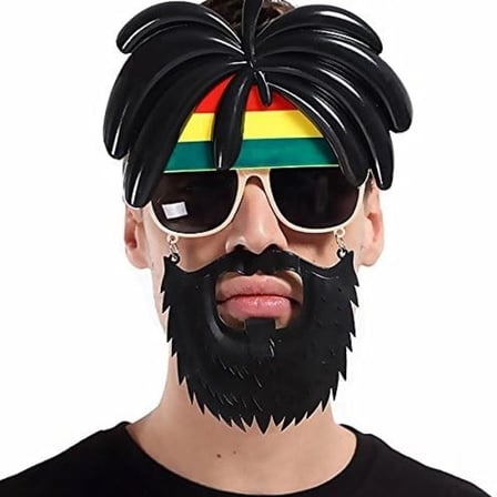 Rasta Peruklu Rasta Sakallı Bob Marley Bıyıklı Parti Gözlüğü 27x18 Cm