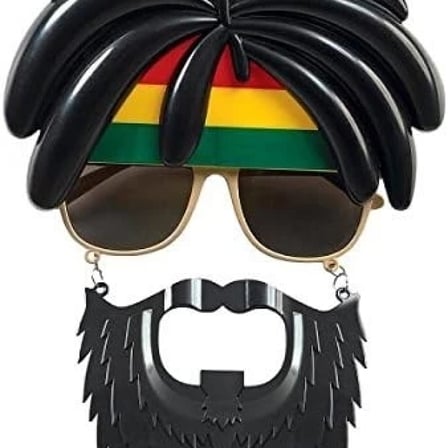 Rasta Peruklu Rasta Sakallı Bob Marley Bıyıklı Parti Gözlüğü 27x18 Cm