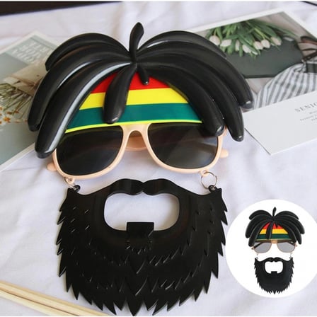 Rasta Peruklu Rasta Sakallı Bob Marley Bıyıklı Parti Gözlüğü 27x18 Cm