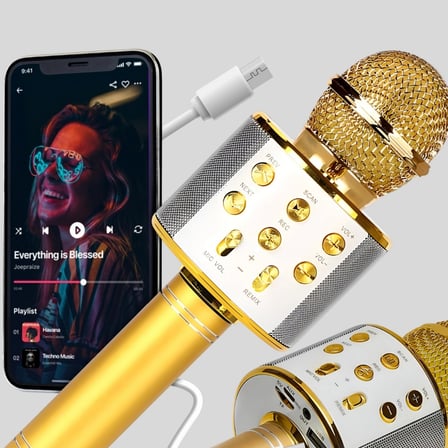 Kablosuz Karaoke Mikrofon Usb Aux Destekli Parti Ve Eğlence İçin