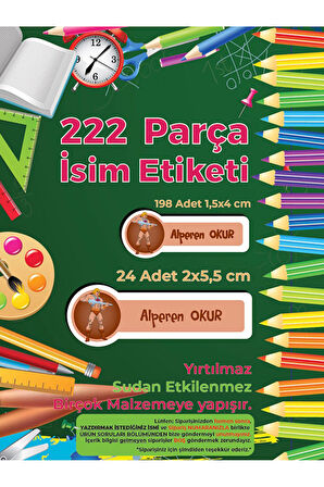 Okul Etiketi Kalem Defter Etiketi, He-Man Etiketi - 222 Adet Folyo Sticker