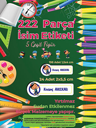 Okul Etiketi Kalem Defter Etiketi, Pepee Etiketi - 222 Adet Folyo Sticker