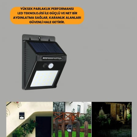 Hareket Sensörlü Güneş Enerjili Dış Mekan Led Lamba 100/144 Led