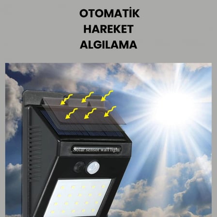 Hareket Sensörlü Güneş Enerjili Dış Mekan Led Lamba 100/144 Led