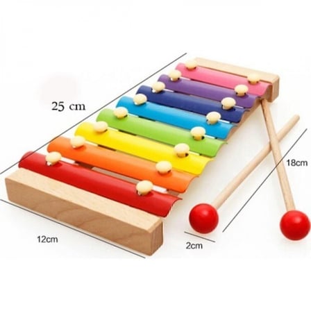 Ahşap Ksilofon 8 Nota 8 Ton 25 Cm 8 Tuşlu Sesli Selefon Oyuncak