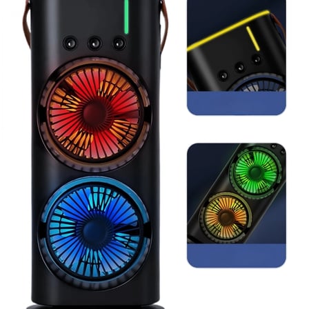 Şarjlı Buharlı Serinletici Fan Rgb Işıklı Çift Pervaneli Masa Fanı