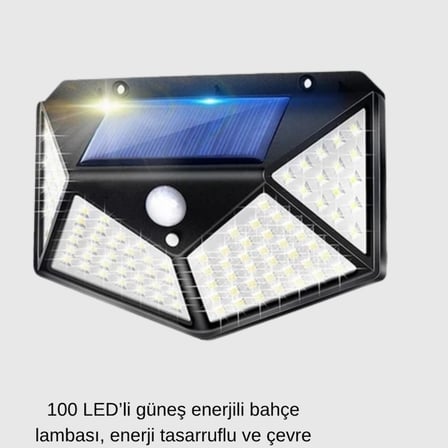 100 Led Güneş Enerjili Bahçe Lambası – Pır Sensörlü, Ip65 Su Geçirmez Dış Mekan Aydınlatma