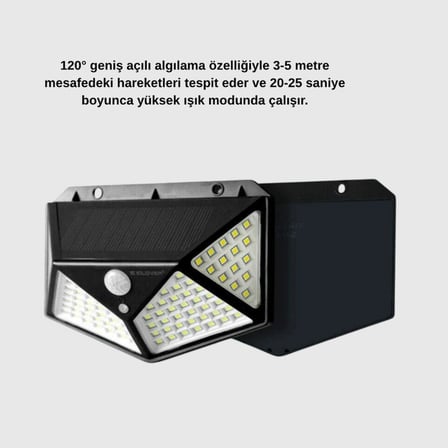100 Led Güneş Enerjili Bahçe Lambası – Pır Sensörlü, Ip65 Su Geçirmez Dış Mekan Aydınlatma
