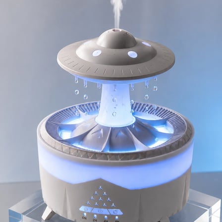Ufo Tasarımlı 350 Ml Hava Nemlendirici Renkli Ortam Işığı Yağmur Efektli Difüzör