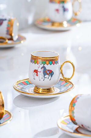 Acar Wilshire Gri 12 Parça 6 Kişilik Porselen Kahve Fincan Takımı - 90 ml